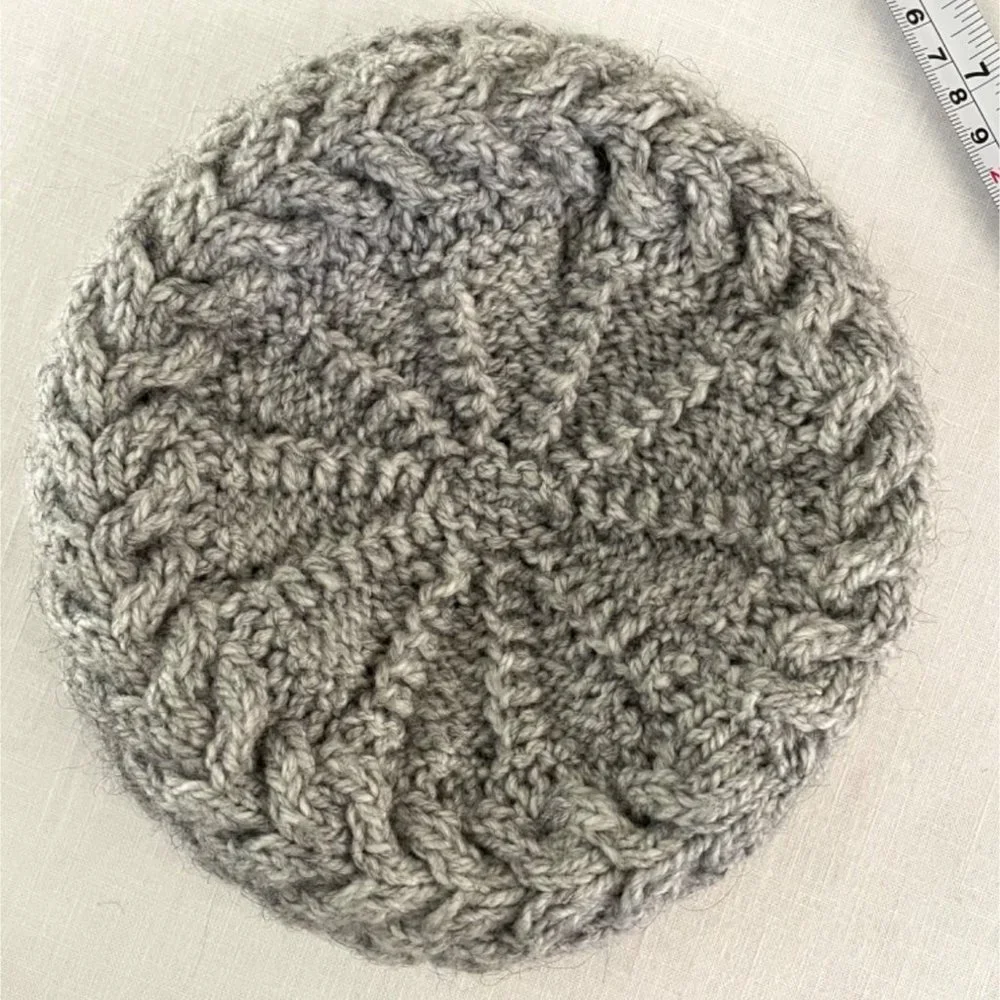 Handmade Knit Winter Kids Hat Cap Gray Cableknit OS - Picture 9 of 9